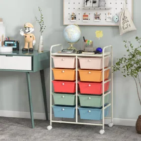 10-Drawer Rolling Storage Cart-Multicolor