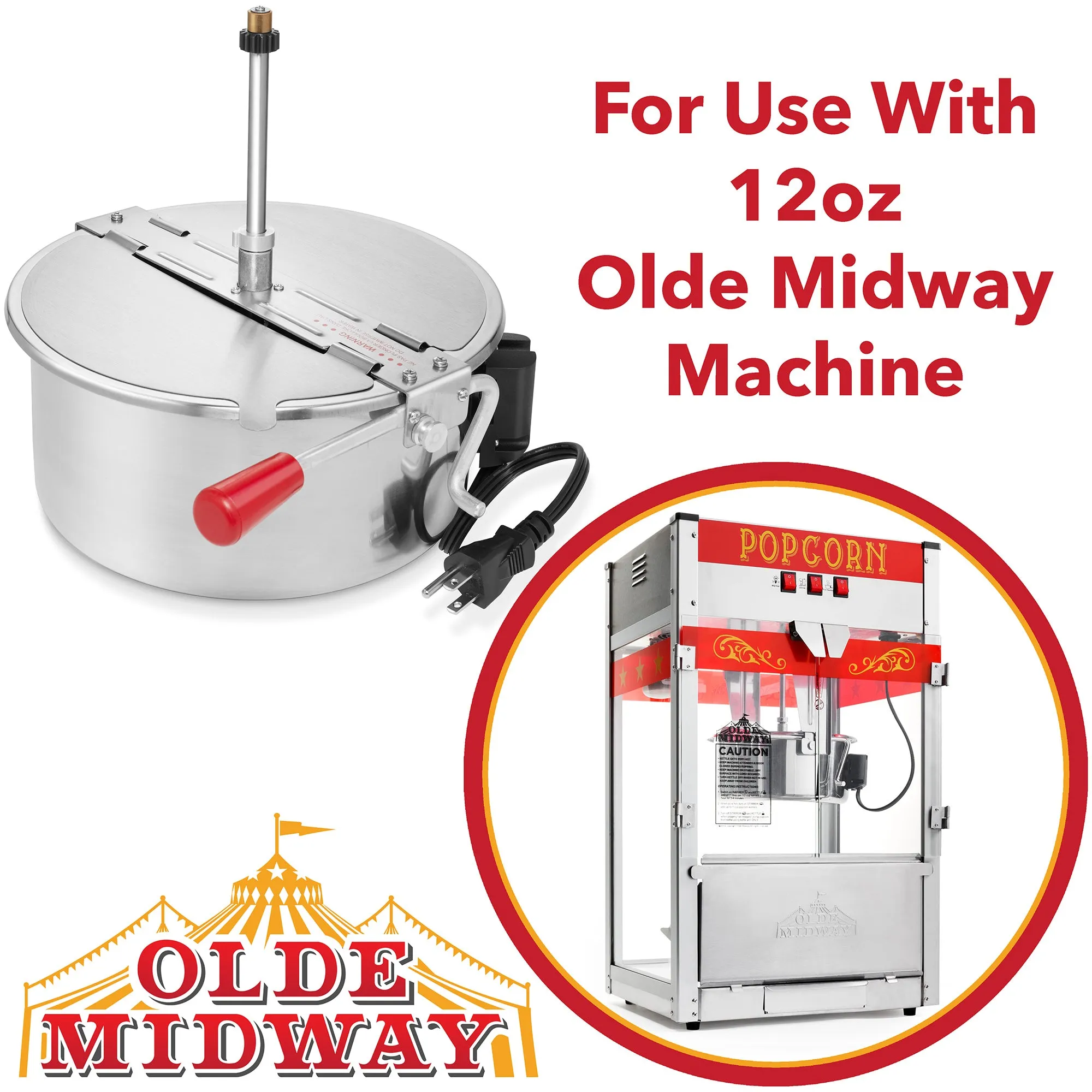 12-Ounce Popcorn Replacement Kettle for Olde Midway Commercial Popcorn Machines