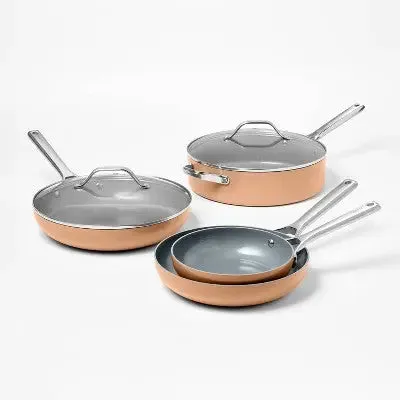 12pc Nonstick Ceramic Coated Aluminum Cookware Set Terracotta Orange - Figmint