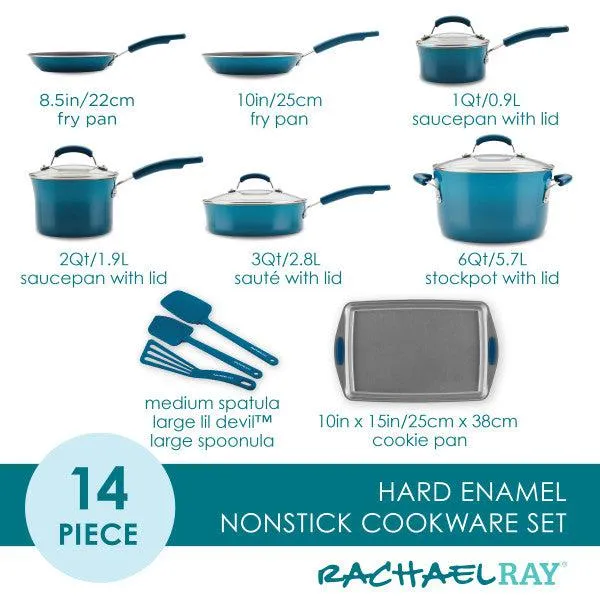 14-Piece Classic Brights Nonstick Cookware Set