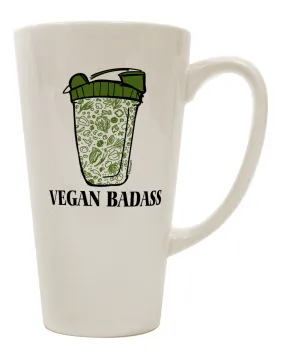 16 Ounce Conical Latte Coffee Mug - Expertly Crafted for the Vegan Badass - TooLoud