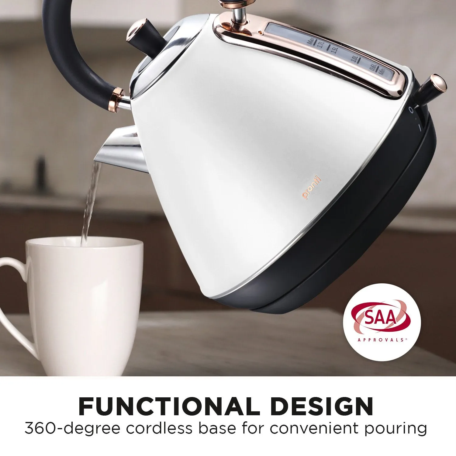 1.7L Rose Trim Collection Kettle - White