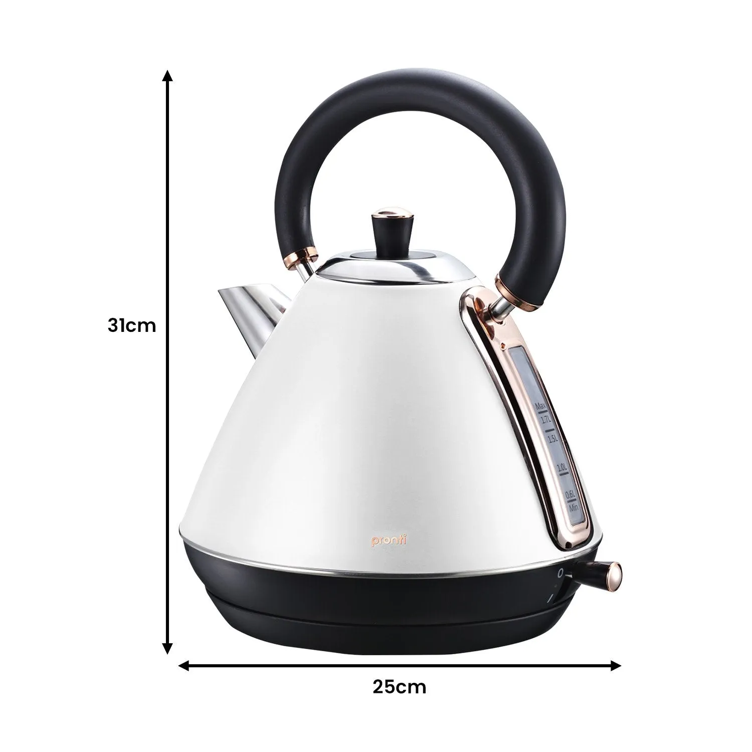 1.7L Rose Trim Collection Kettle - White