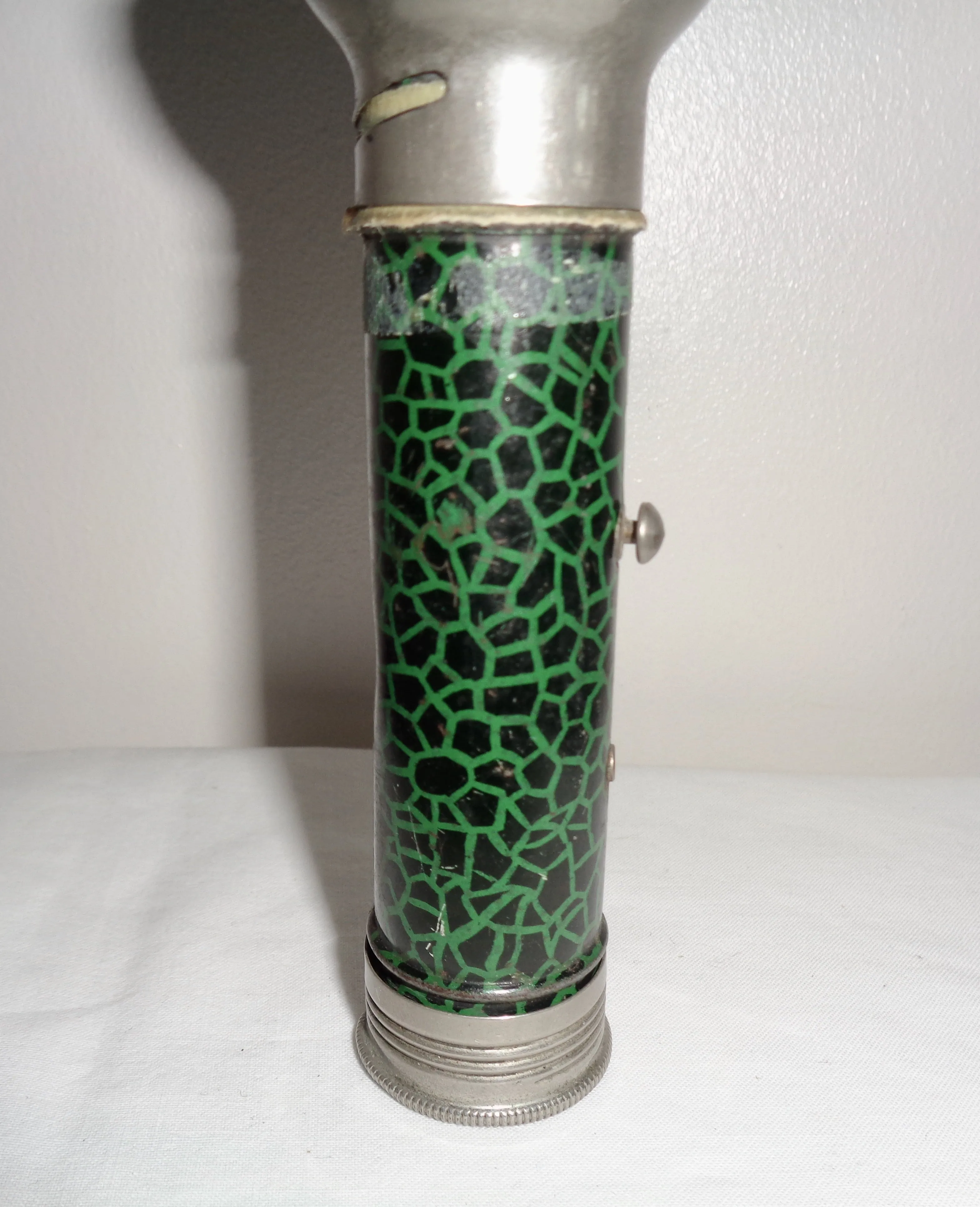 1950s Vintage Chrome Torch With Green Lithographed Surface