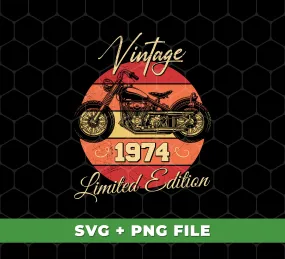 1974 Birthday Vintage Style, 1974 Motorbike, Limited Edition, Digital Files, Png Sublimation