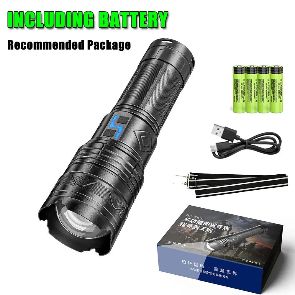 20000LM Super Bright Tactical Flashlight 100W GT60 Long Range Powerful LED Torch USB Rechargeable Using 4 181350A Batteries