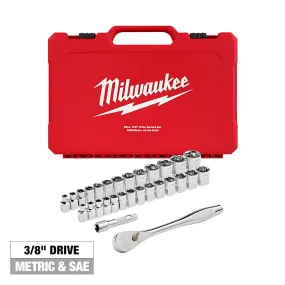 29pc 3/8" Drive Metric & SAE Ratchet and Socket Set with FOUR FLAT™ SIDES