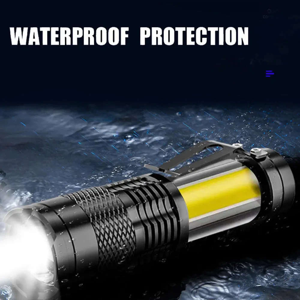 3 Lighting Light Torch Z00M USB Rechargeable Dimming COB Mini Strong FlashlightAluminum alloy shell Used for Camping