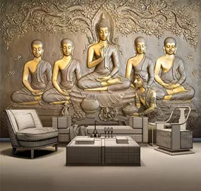 3D Golden Buddha Statue Wallpaper Self-Adhesive  (78.74x55.12in)