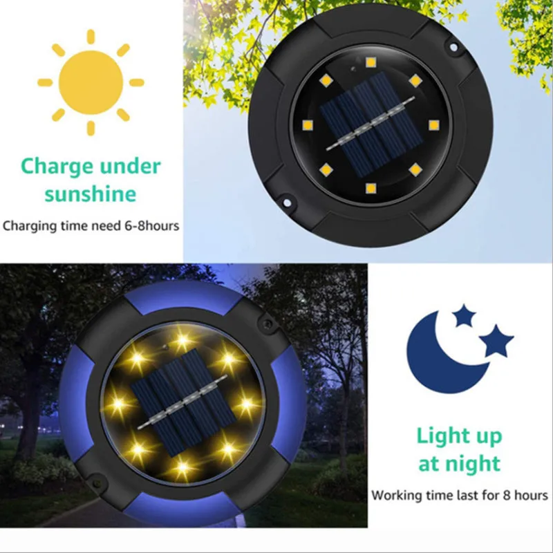 4Pcs Solar Rechargeable Garden Buried Lights Outdoor Decoration