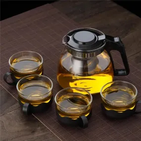 5pc Transparent Heat Resistance Glass Infuser Tea set