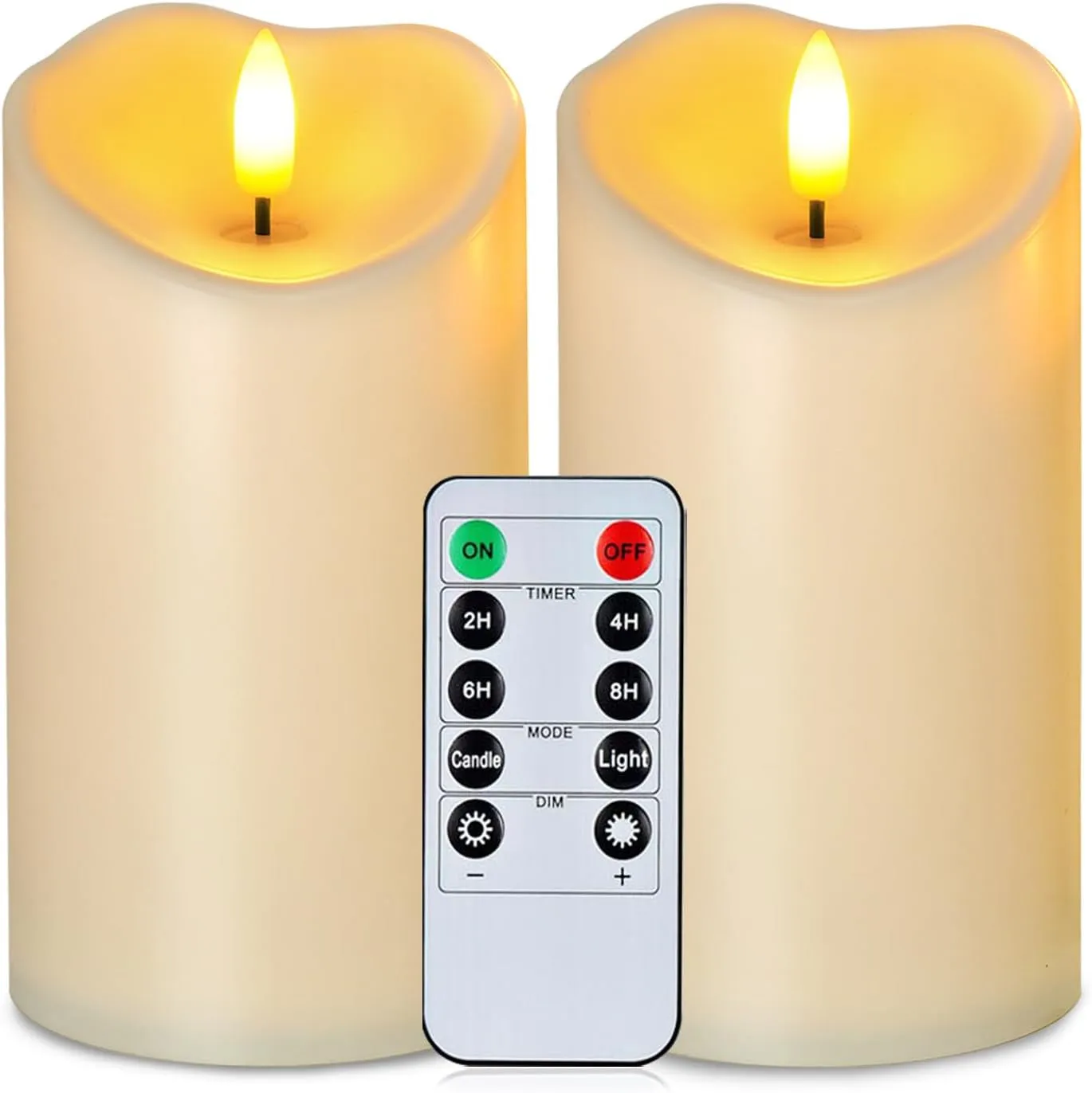 6”X3” Outdoor Waterproof Flameless Candles, LED Candles, Battery Operated Candles with Remote and Timers, Electric Fake Plastic Pillar Candles,Dark Ivory, Set of 2