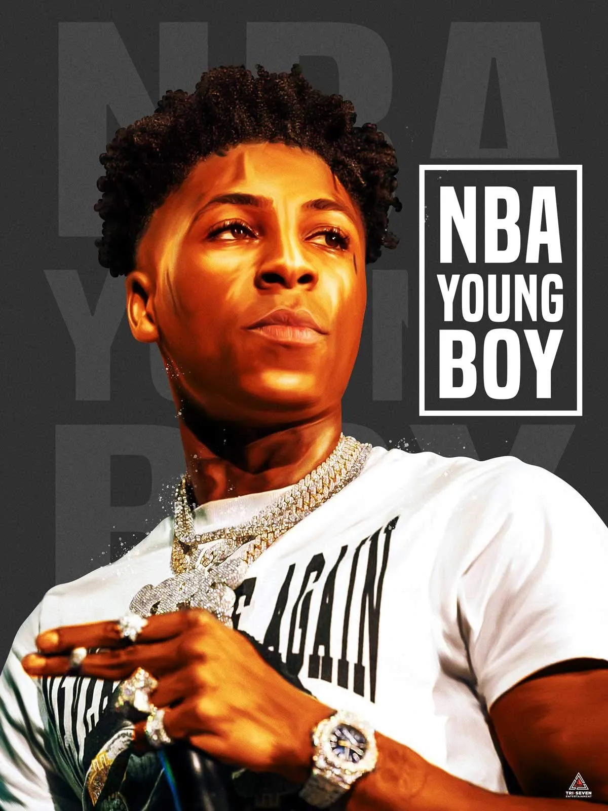 777 Tri-Seven Entertainment (18x24 NBA YoungBoy Poster Never Broke Again Wall Art Print, Multi-Color