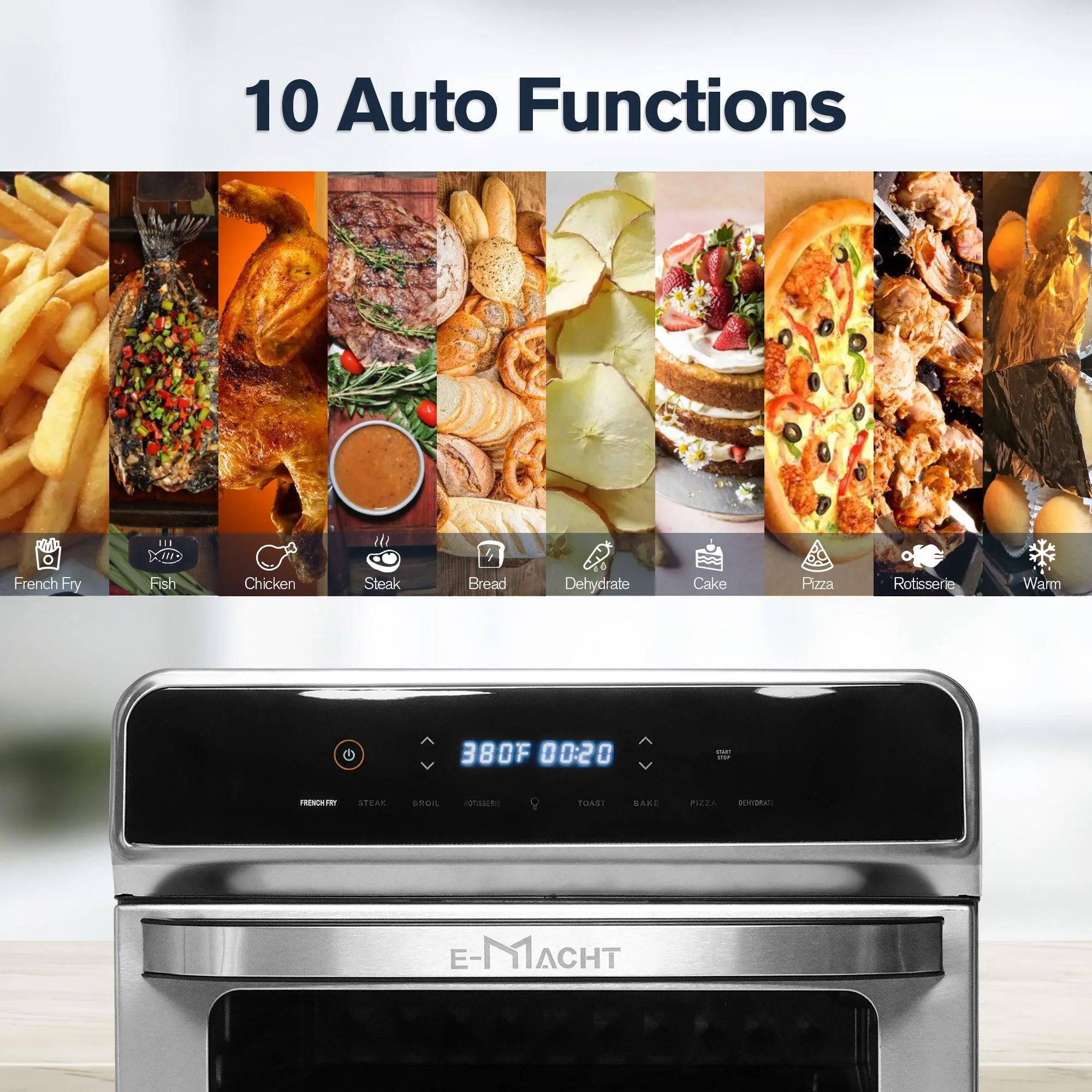 Air Fryer Toaster Oven 24QT Airfryer 10 Fuctions Touch Control, Fits 12" Pizza, 6 Slice Toast, Countertop Convection Oven