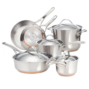 Anolon Nouvelle Copper 10pc Set Stainless Steel 5-ply copper base