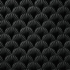 Art Deco Fans Velvet Flock Wallpaper in Noir by Burke Decor