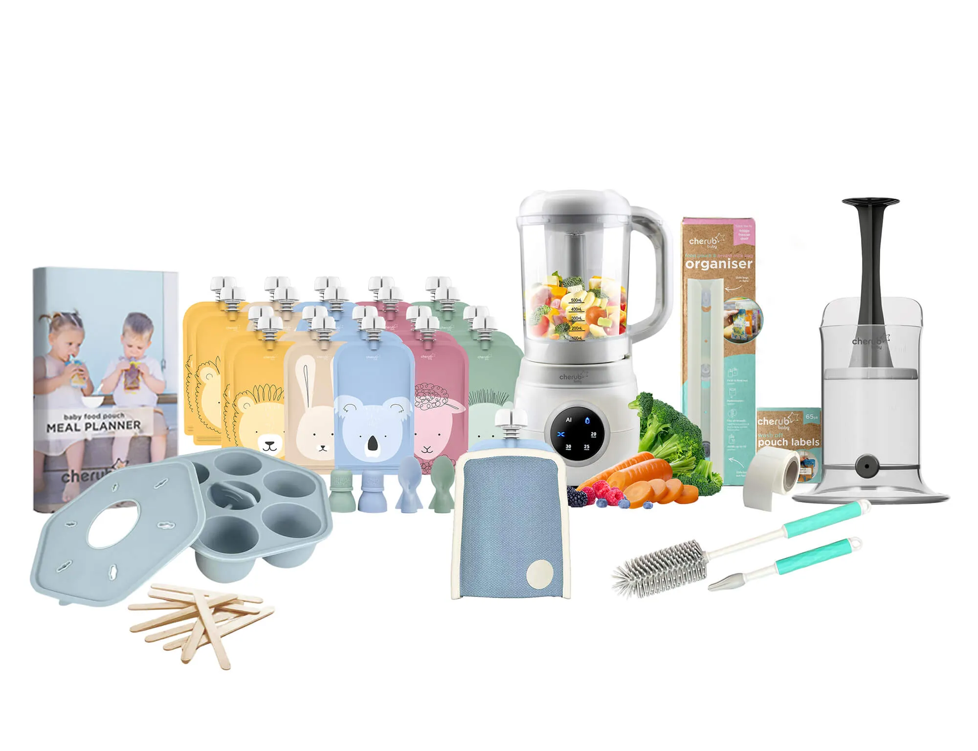 Automatic Baby Food Maker, Steriliser & Warmer Cerulean Sage Bundle