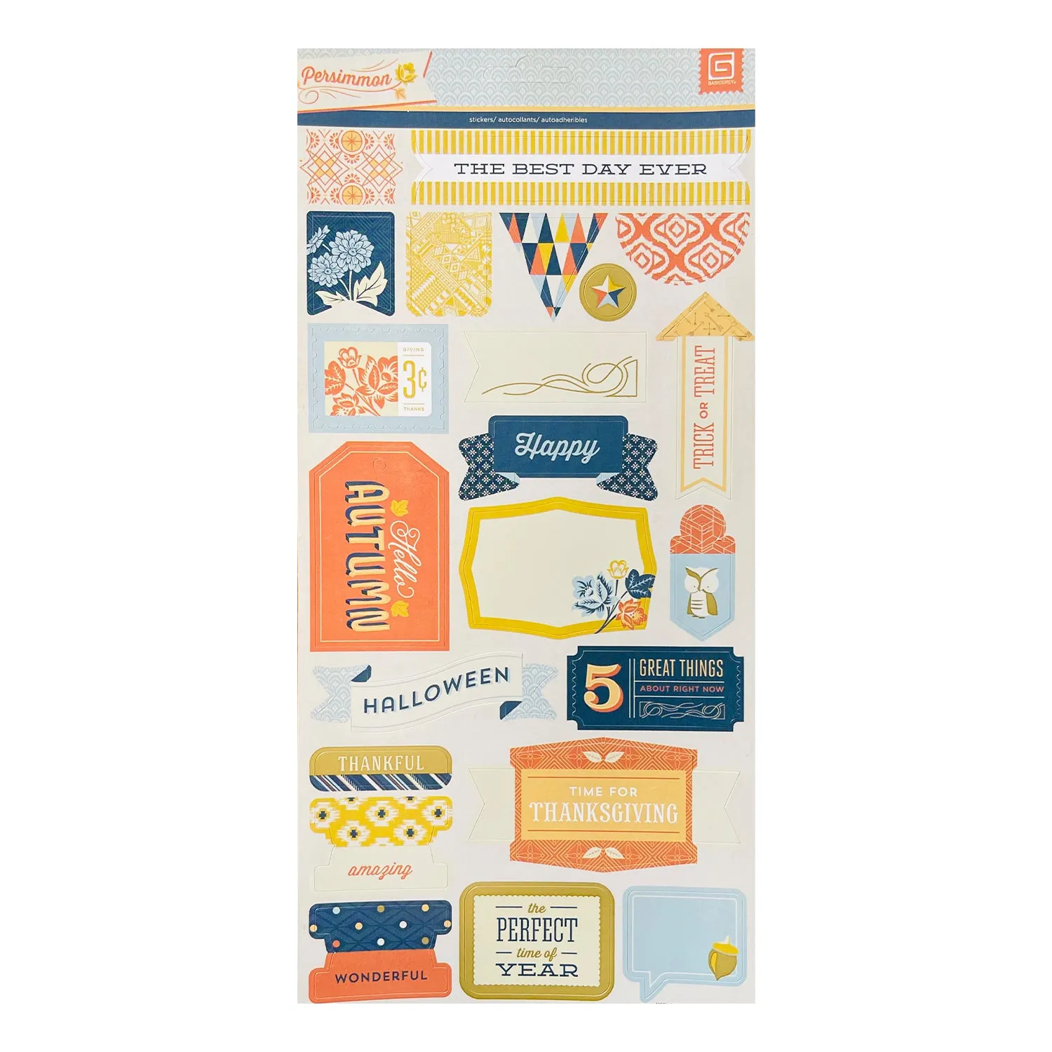 Basic Grey - 6''x12'' Sticker Sheet - Persimmon*