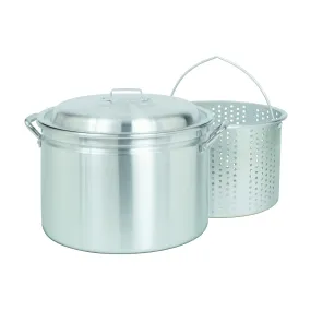 Bayou Classic 4024 Stock Pot with Basket, 24 qt Capacity, Aluminum