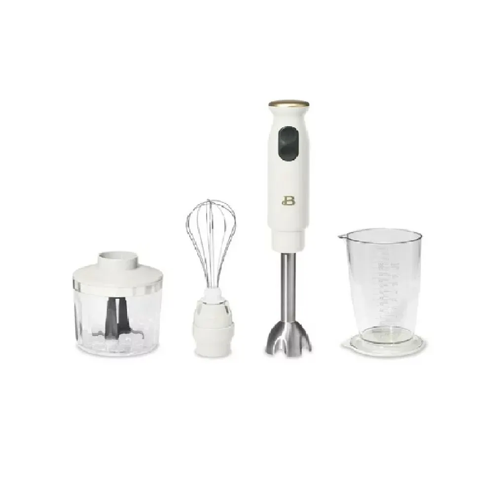 Beautiful 19108 Immersion Blender with 500ml Chopper and 700ml Measuring Cup White Icing by Drew Barrymore