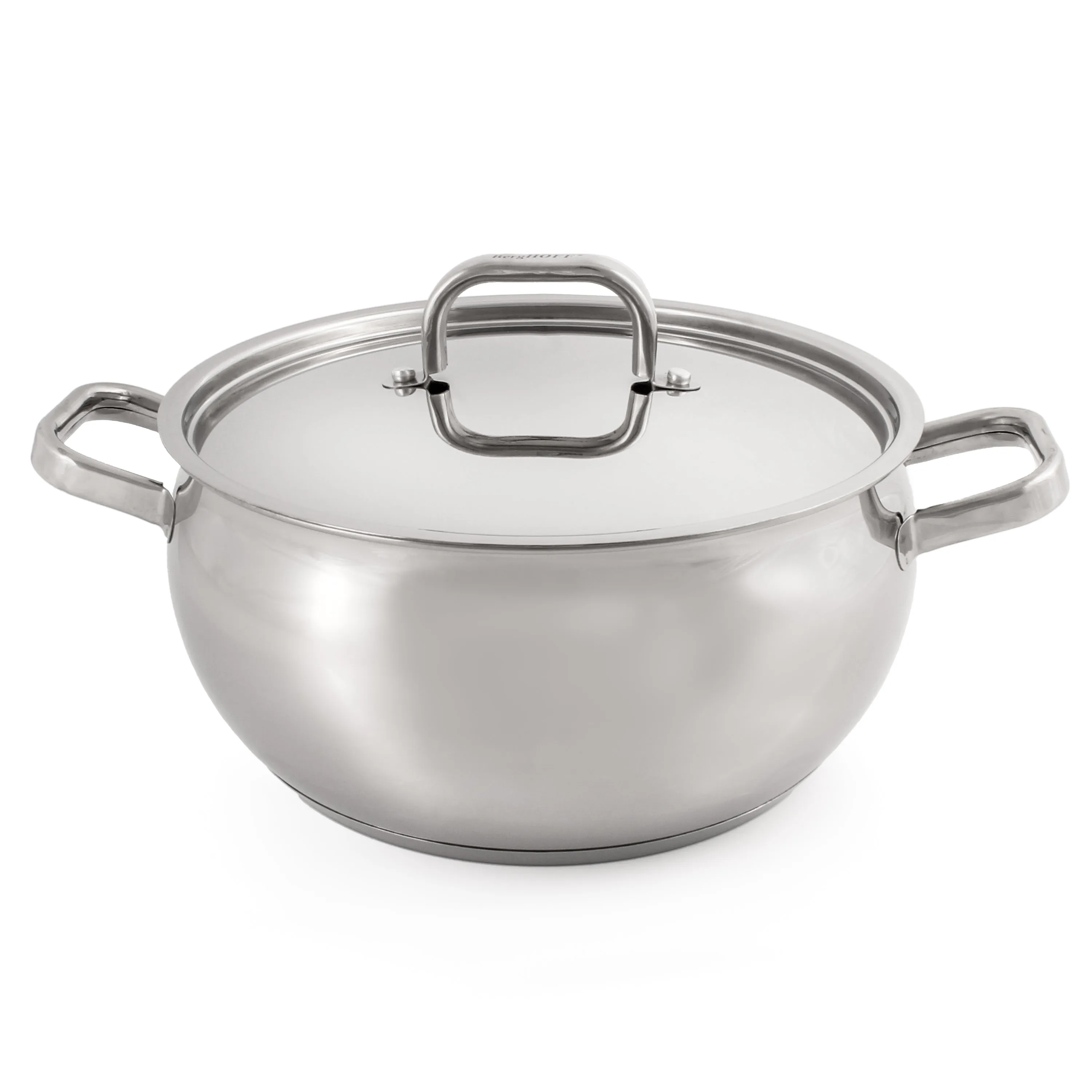 BergHOFF Belly Shape 18/10 Stainless Steel 9.5" Stock Pot with SS Lid, 5.5qt.