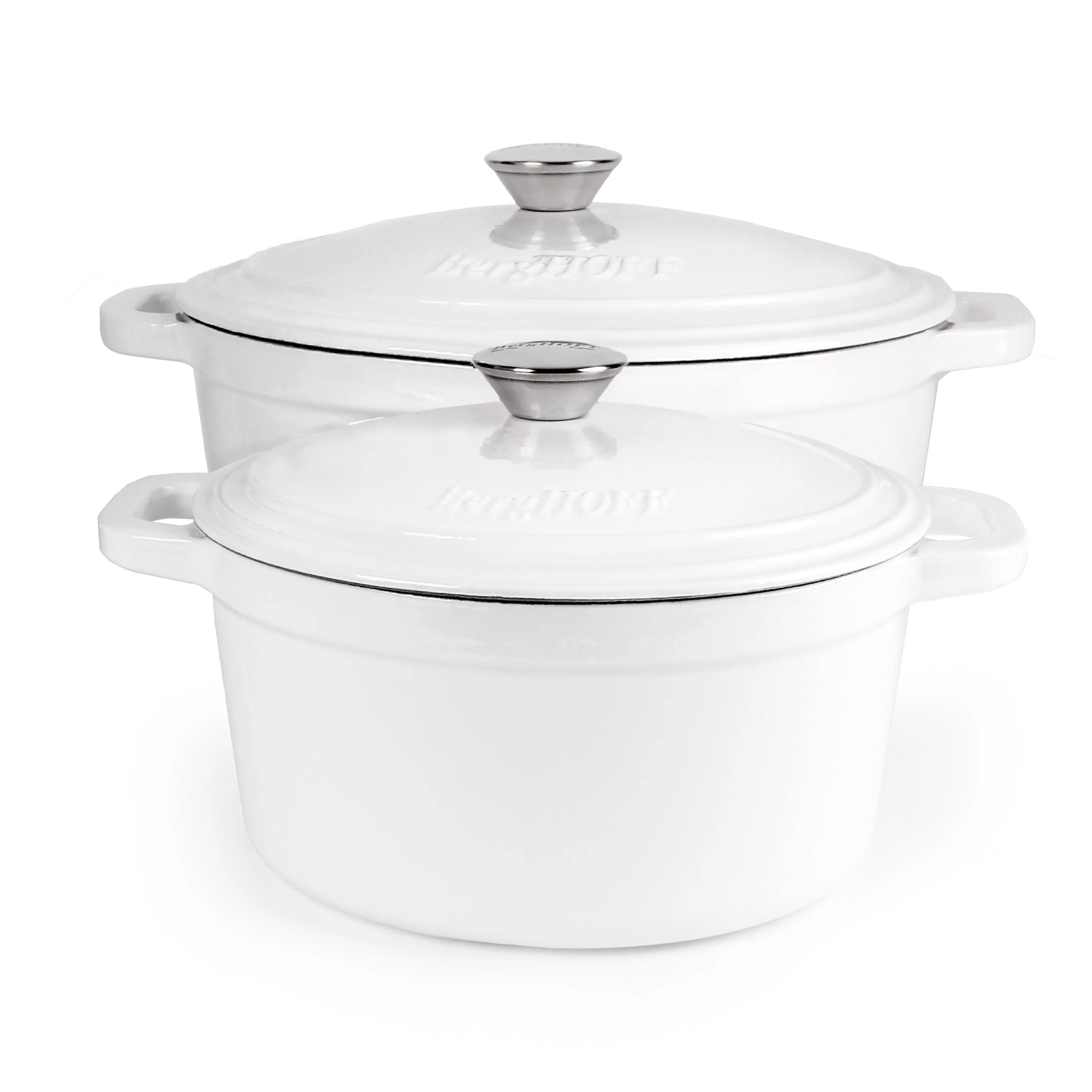 BergHOFF Neo 4pc Cast Iron Cookware Set, 3qt. & 7qt., White