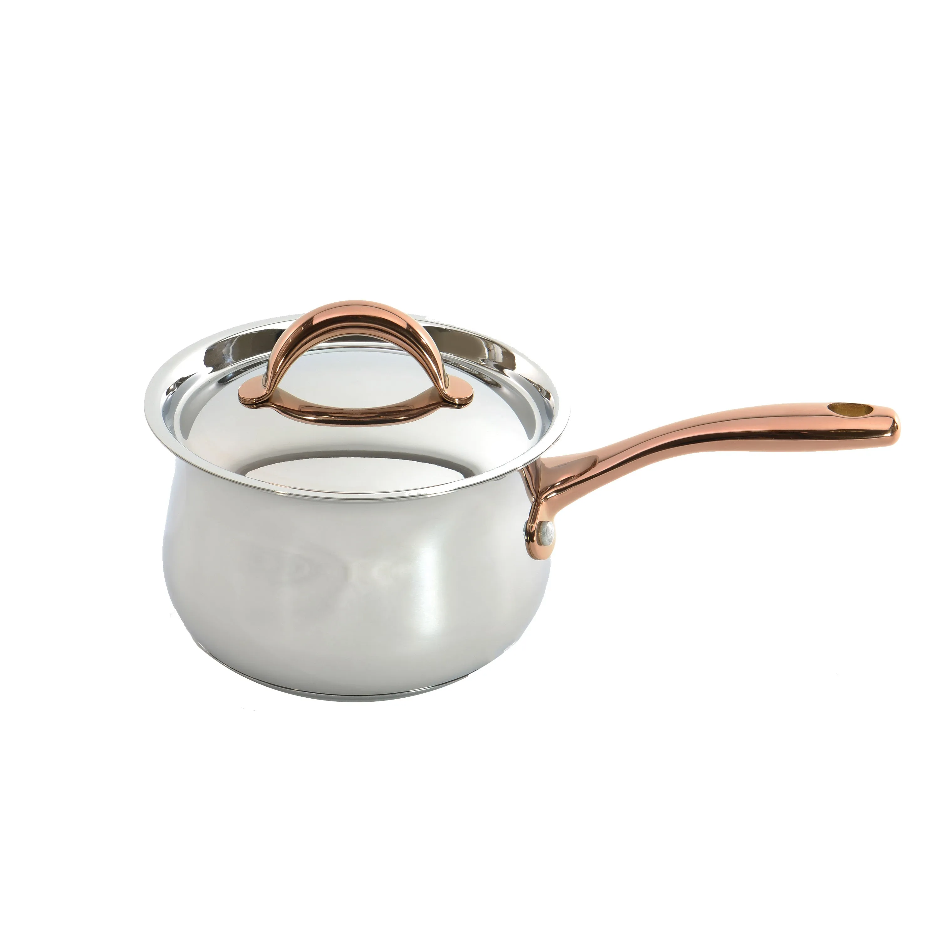 BergHOFF Ouro Gold 11Pc 18/10 Stainless Steel Cookware Set, SS Lids, Rose Gold Handles