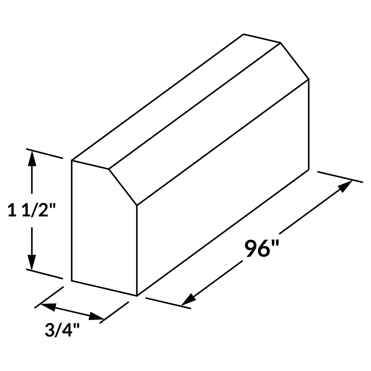 Bevel Light Rail Molding LRM8 Milan Slate 0.75 in. width 1.5 in. height 96 in. depth