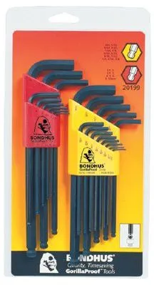 Bondhus 20199 Balldriver L-Wrench Combination Set Inch/Metric 22 Piece (1 Set)