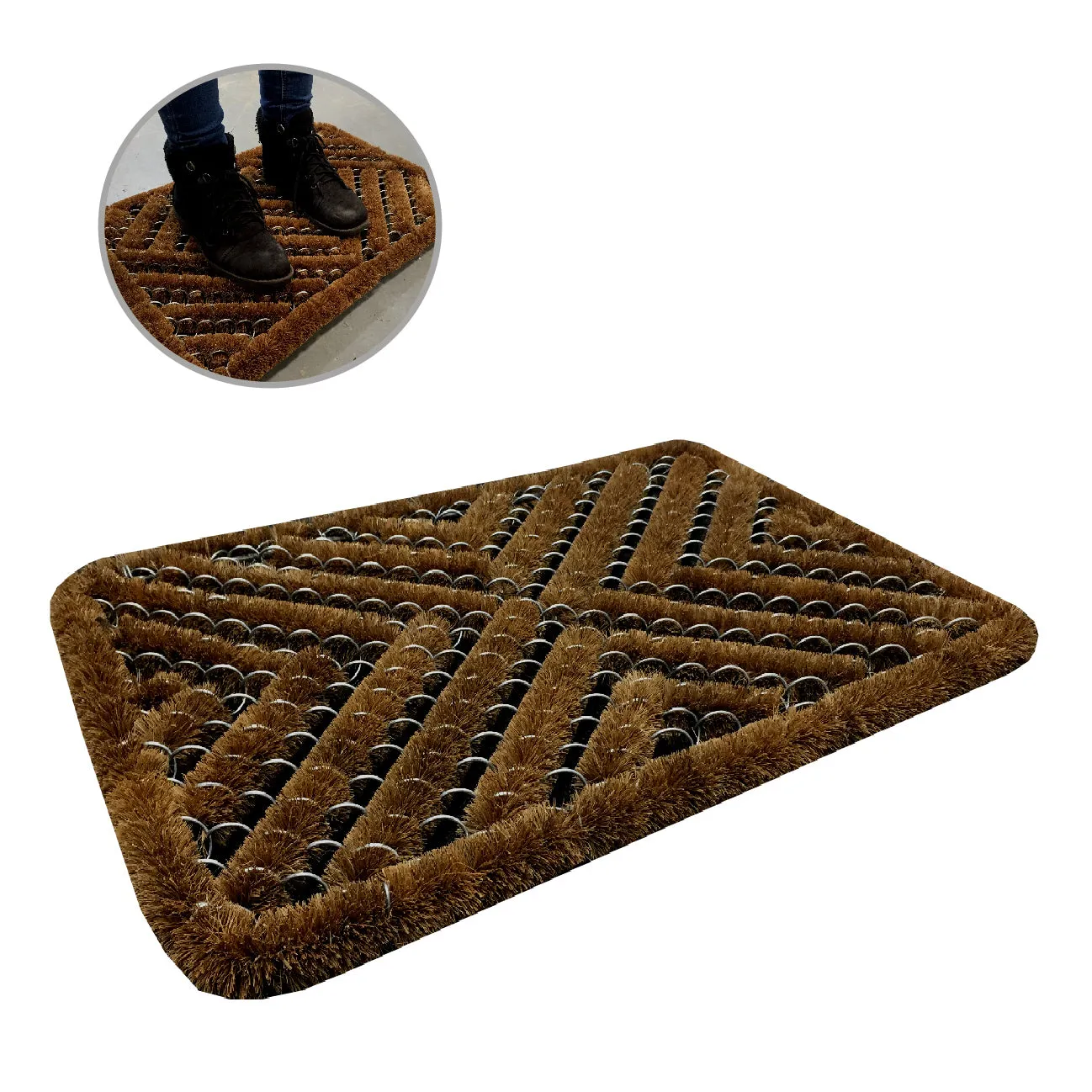 Boot Scraper Brush Door Natural Coir Mat