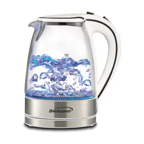 Brentwood KT-1900W 1.7L Cordless Glass Electric Kettle, White