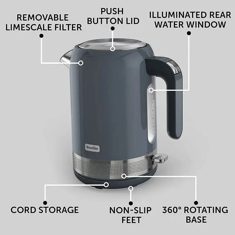 Breville High Gloss Electric Kettle Grey - 1.7 Litre