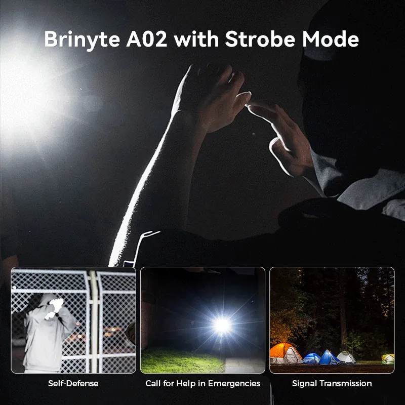 Brinyte A02 Type-c Charging Rechargeable Mini Aluminum Keychain Light with Strobe Mode