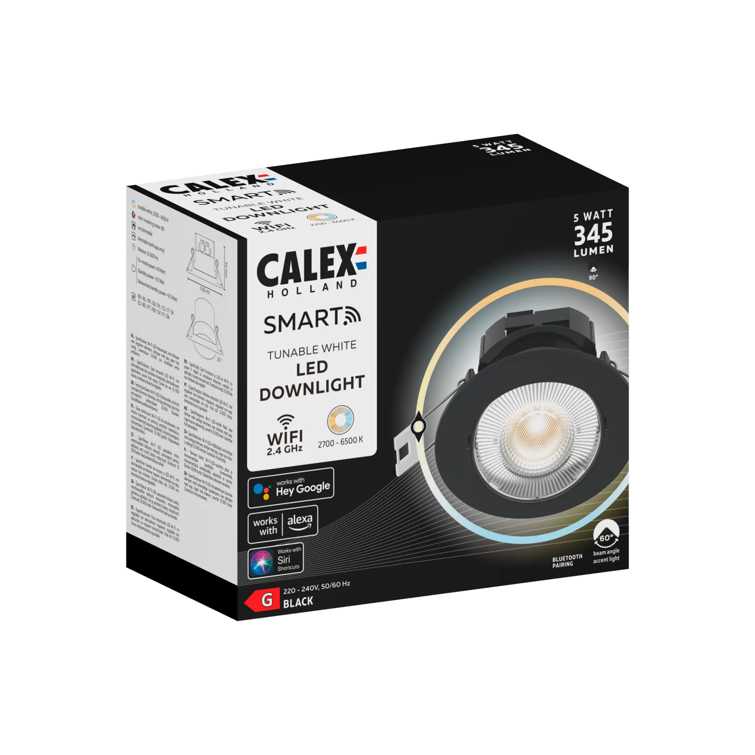 Calex Smart LED Recessed Spot - Warm White - Black