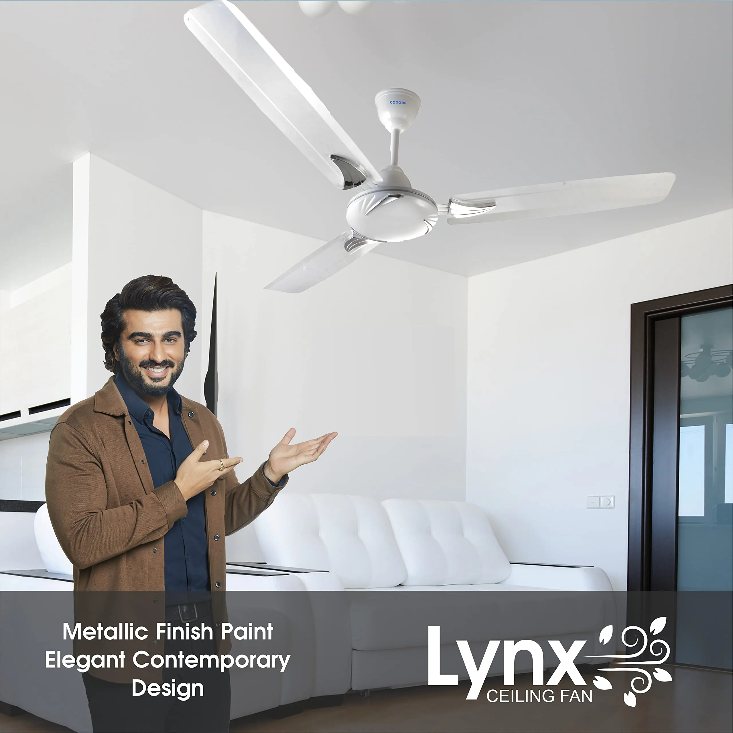 Candes Lynx Ceiling Fans For Home 1200Mm / 48 Inch | Bee 3 stars Rated, High Air Delivery, Noiseless & Energy Efficient | 1 1 Years Warranty | White, Pack Of 2