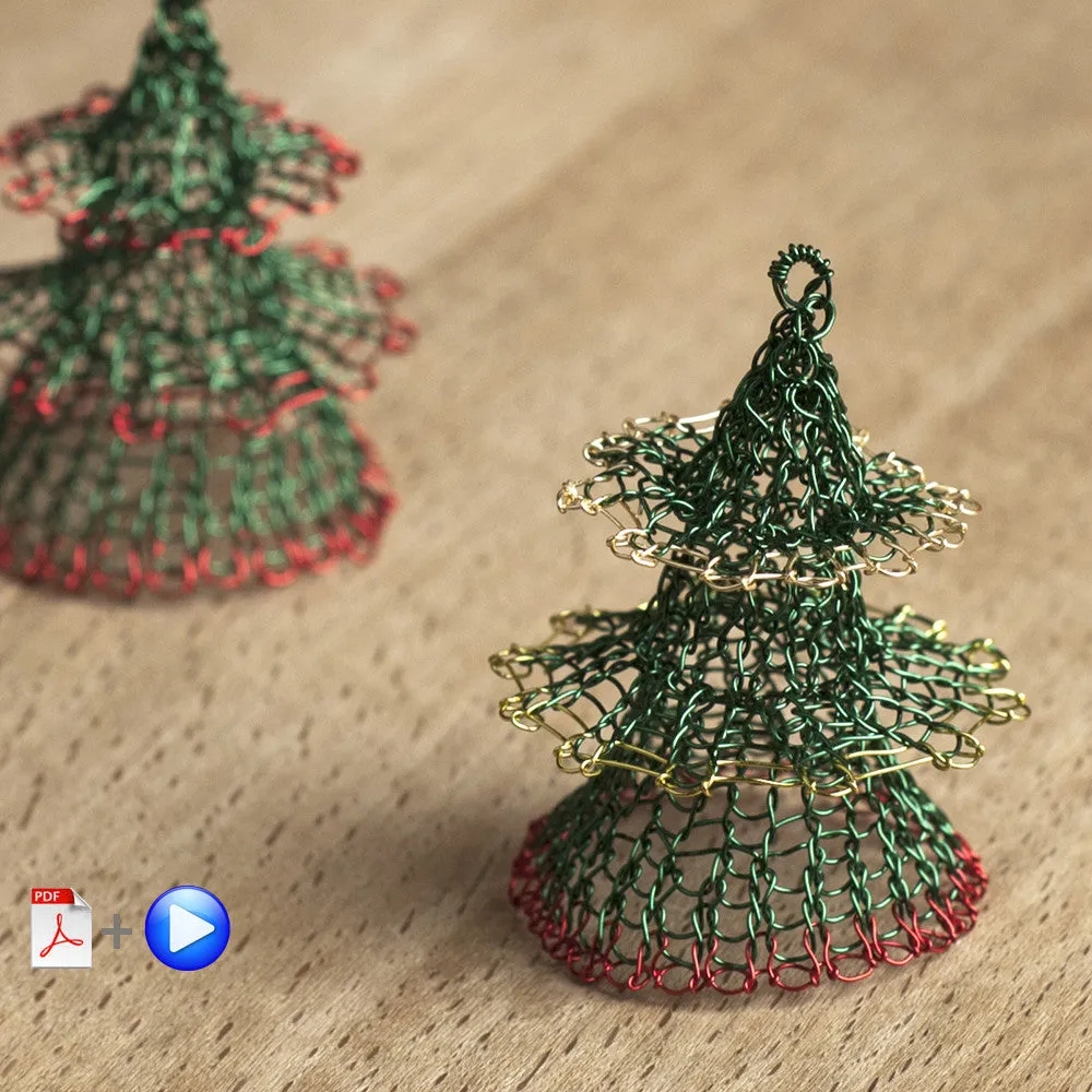 Christmas tree ornament VIDEO PATTERN - Advanced Level wire crochet pattern