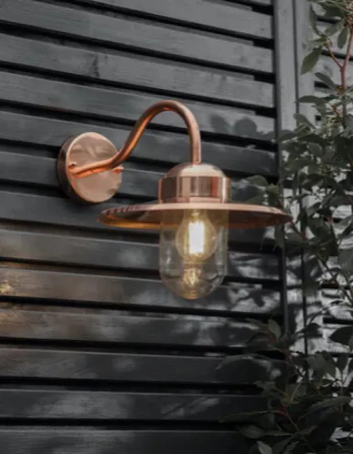 Copper Swan Necked Garden Wall Light