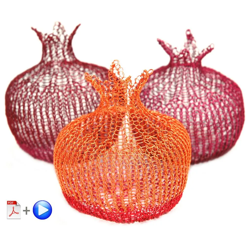 Crochet a decorative wire pomegranate - Learn to with wire home decor