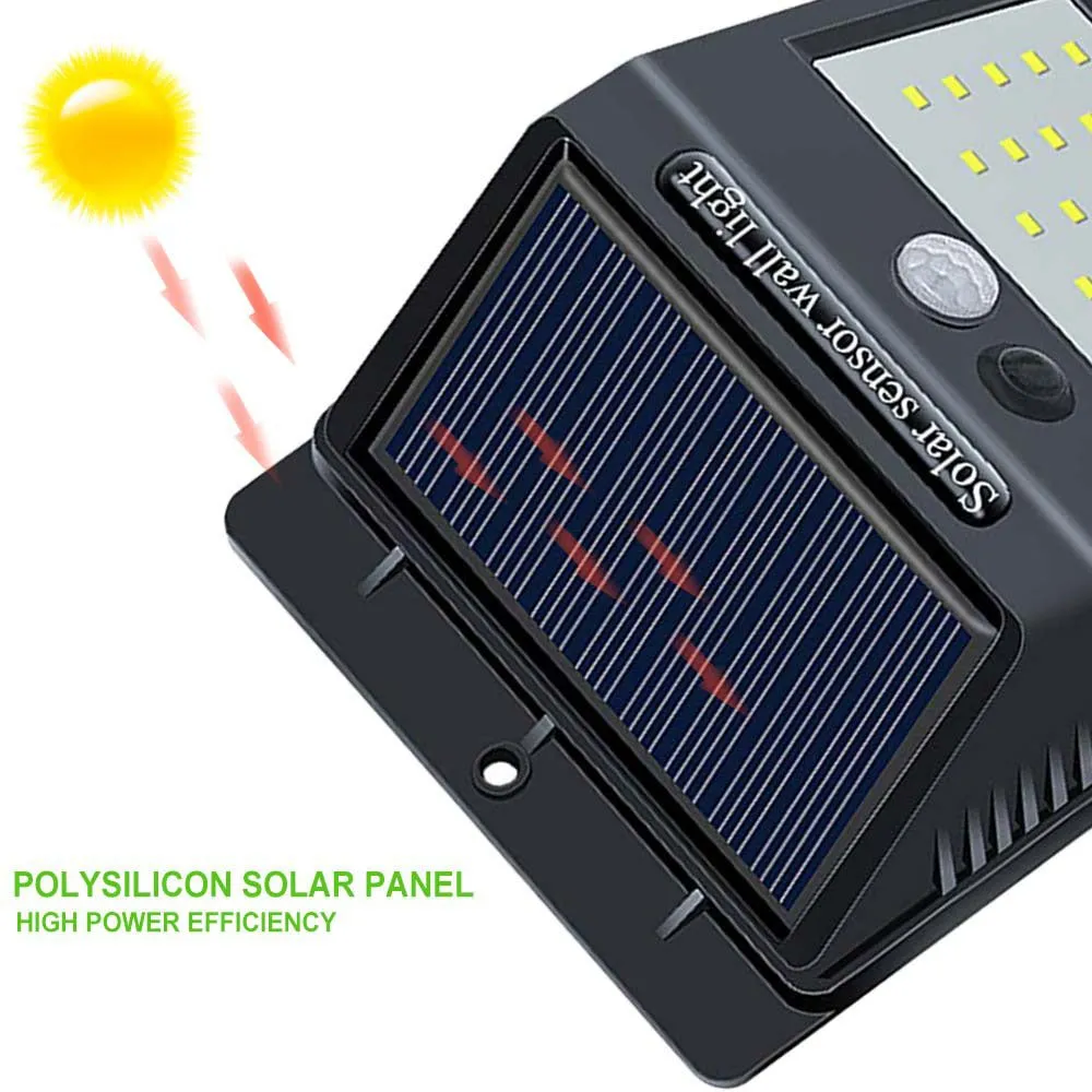 CRONY Solar Powered LED Wall Light 30 LED Motion Sensor led solar lights outdoor super bright house Outdoor Wall Light