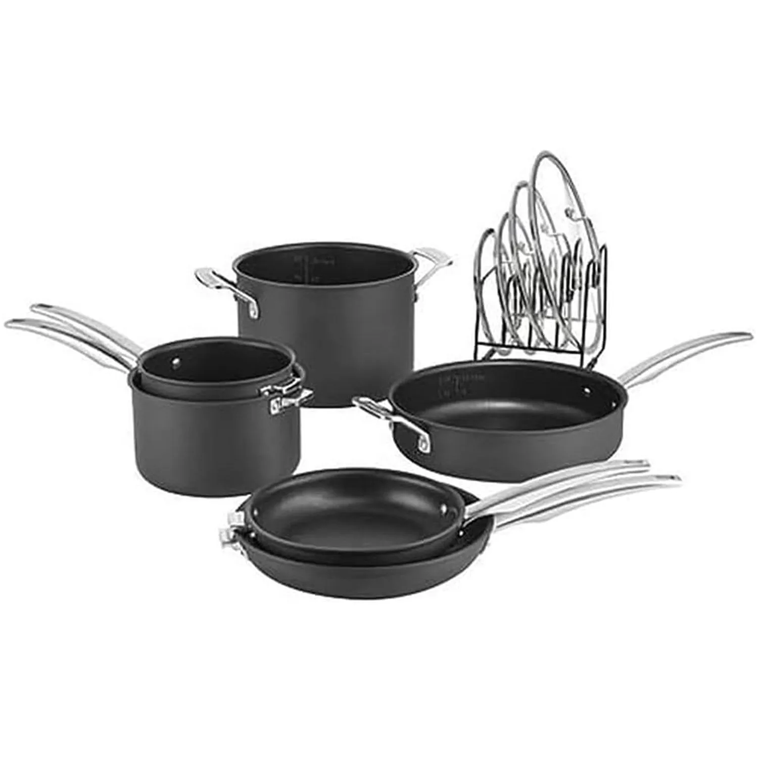 CUISINART Nonstick Hard-Anodized Nesting Cookware Set, 11 Piece, Black