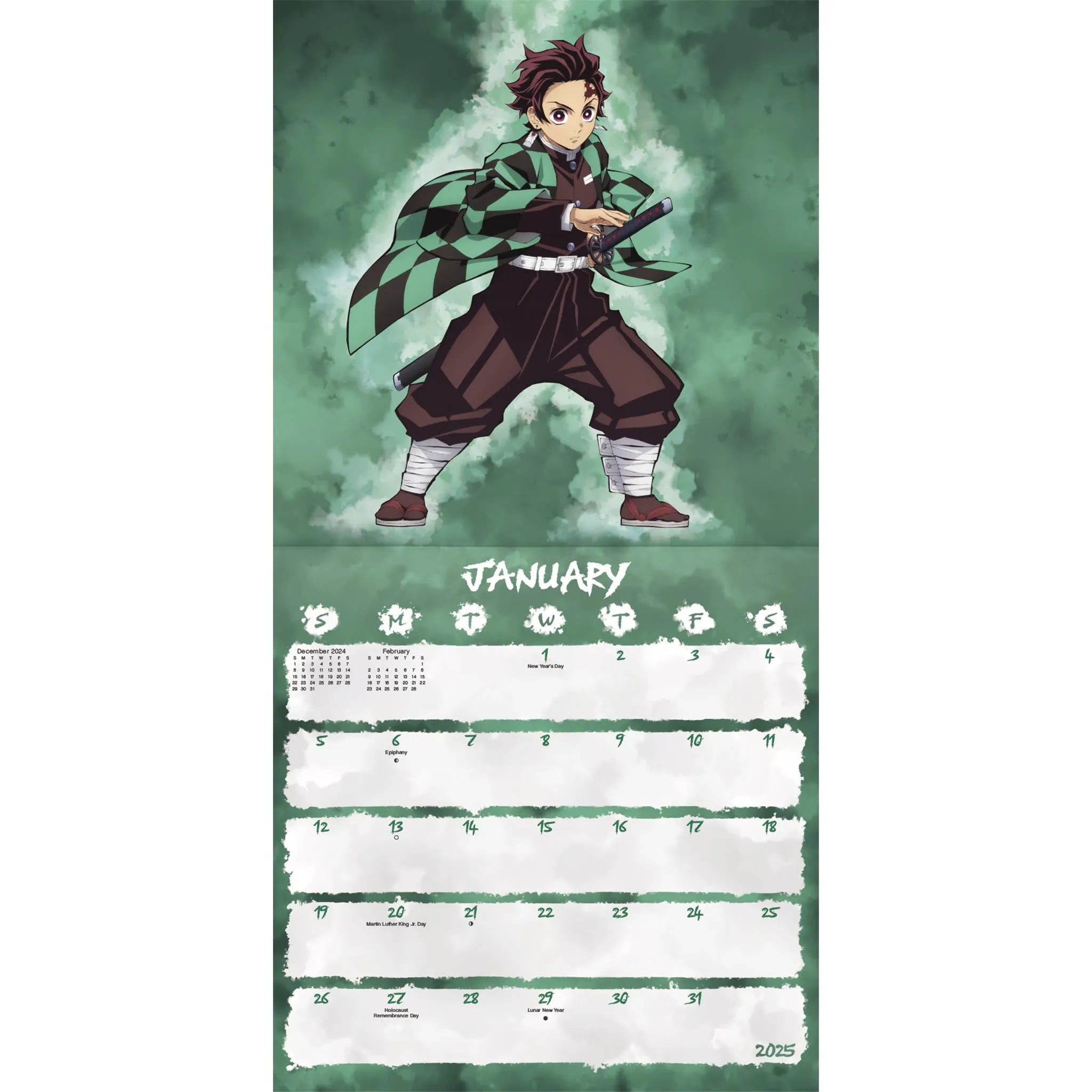 Demon Slayer Kimetsu No Yaiba Wall 2025 Calendar