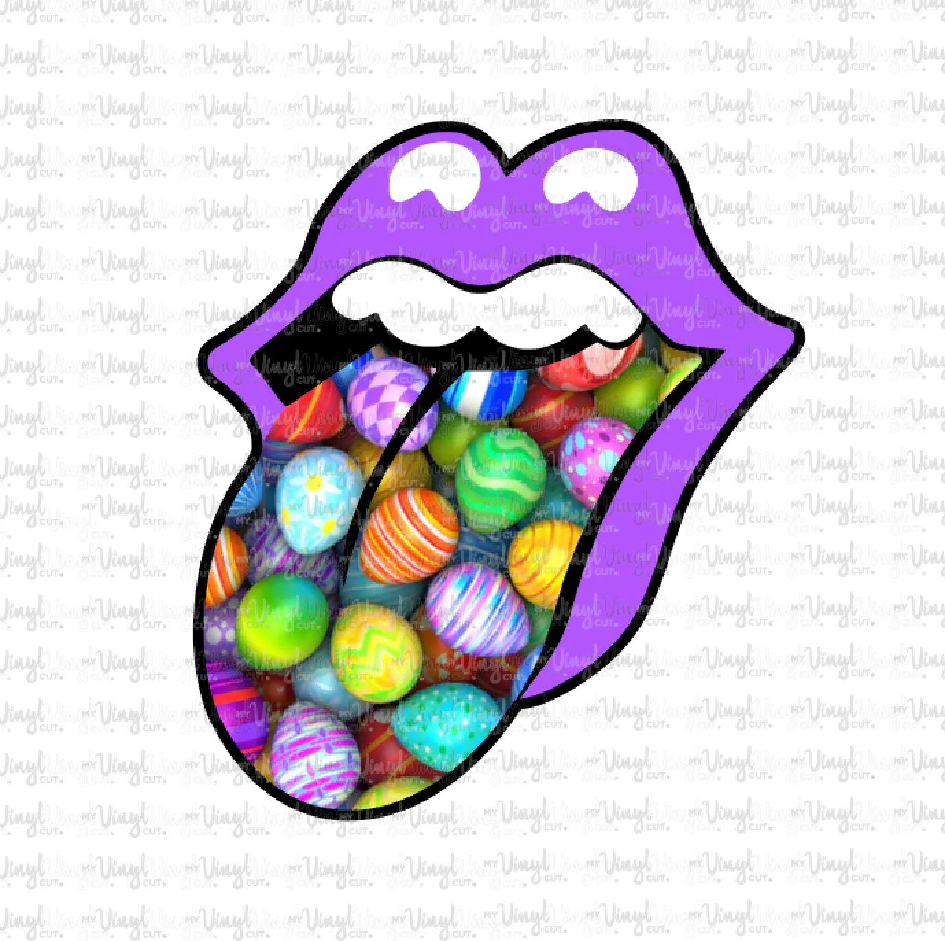 Digital Download Mouth Lips Tongue with Easter Eggs