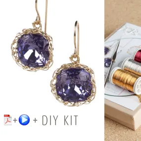 DIY Vintage Earrings Kit, DIY jewelry , Tools and Supply , ISK starter , Video Tutorial, Swarovski dangle earrings