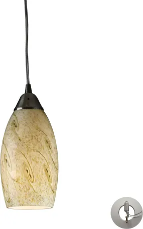 Galaxy 1 Light Pendant In Creamy Mint and Satin Nickel - Includes Recessed Lighting Kit