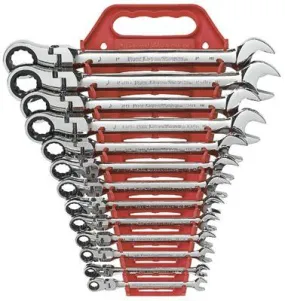 GearWrench 9702D 13-Piece Flexible Combination Ratcheting Wrench Set, Inch (1 Set)