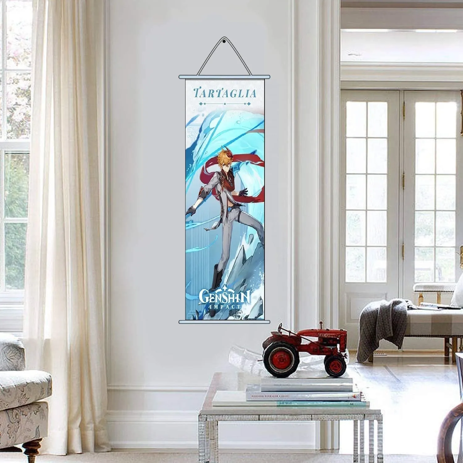 Genshin Impact Tartaglia Gaming Anime Wall Hanging Scroll | 70 x 25 Cms |