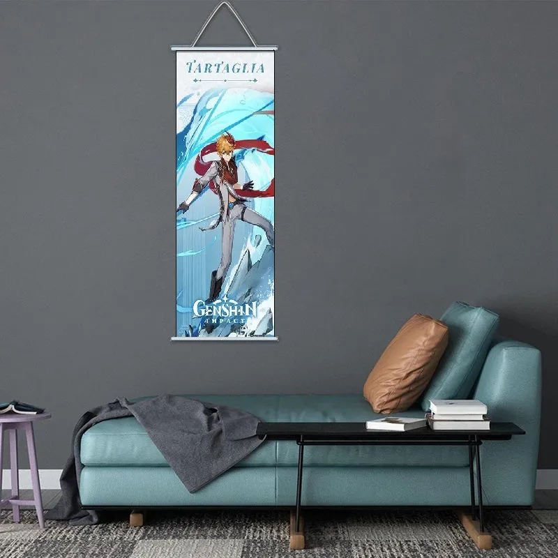 Genshin Impact Tartaglia Gaming Anime Wall Hanging Scroll | 70 x 25 Cms |