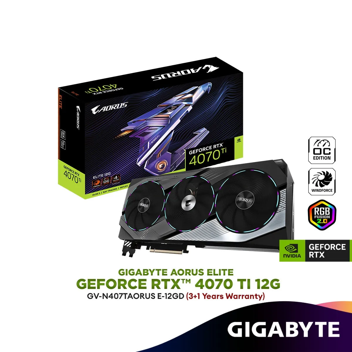 GIGABYTE AORUS GeForce RTX 4070 Ti ELITE 12GB GDDR6X Graphics Card | GV-N407TAORUS E-12GD