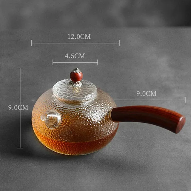 Glass Pot Filter Wood Handle Tea Ceremony Transparent Teawear Sets