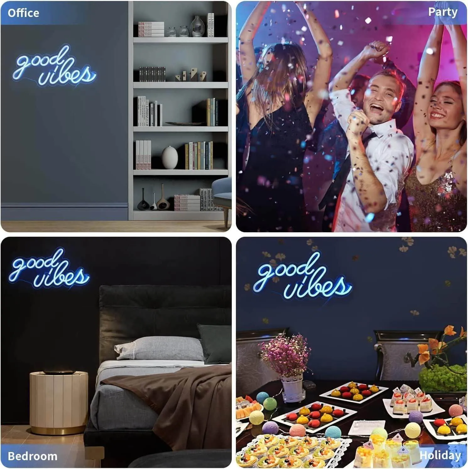 Good Vibes Neon Sign for Bedroom Wall Decor